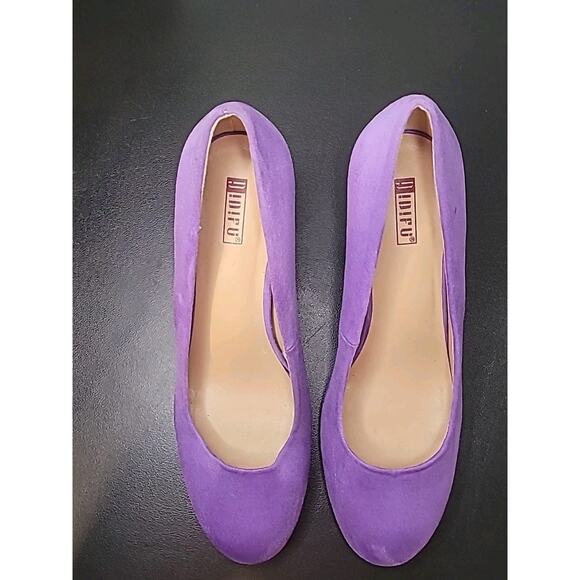 IDIFU RO2 Purple Suede Pumps Women’s 11 Mid Chunky Heel Retro 80s 90s GUC - Picture 4 of 9